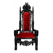 Throne Chair - Lion King - Black Frame upholstered in plush red velvet